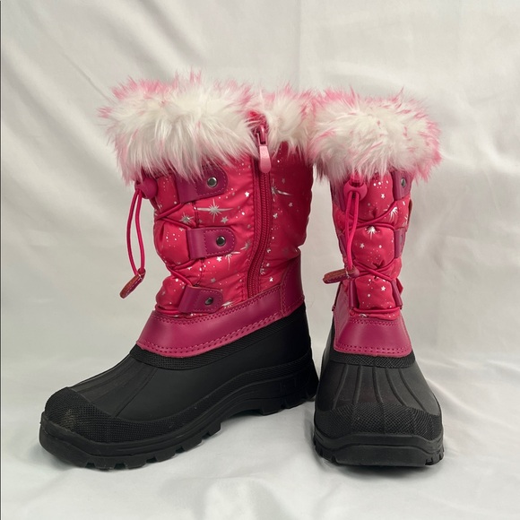Dream Pairs Other - Girl’s Snow Boots - US Size 2 - Pink - Faux Fur white - Black waterproof soles